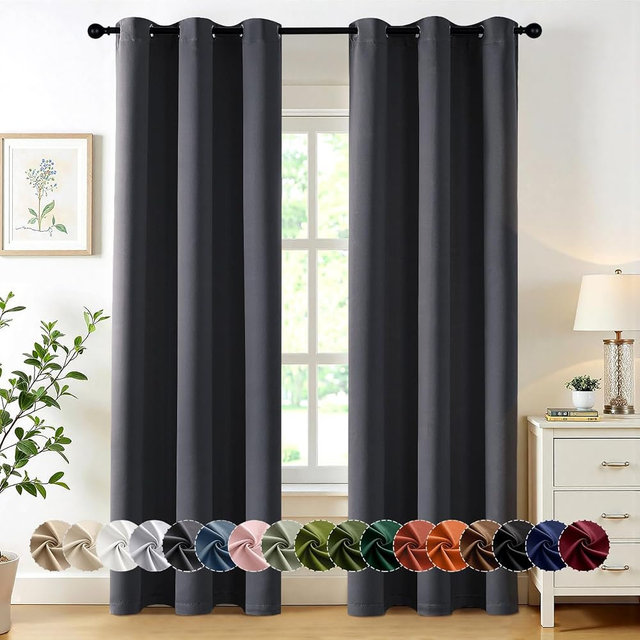 MIULEE Blackout Curtains for Bedroom Living Room 2 Panels, Thermal Insulated Room Darkening Drapes Grommet Noise Reducing Light Blocking Window Treatments 84 Inches Long 40x84 Inch Dark Grey