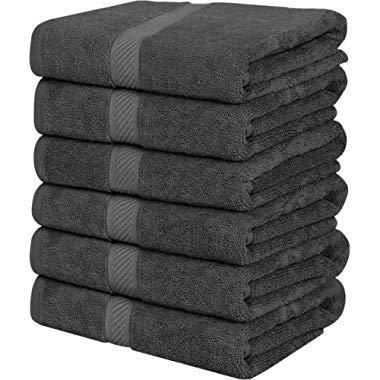 Utopia Towels Cotton Towels, 6 Pack, (22 x 44 Inches), Pool Towels and Gym Towels, Grey