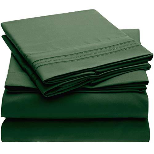 Mellanni Bed Sheet Set - Brushed Microfiber 1800 Bedding - Wrinkle, Fade, Stain Resistant - 4 Piece (King, Emerald Green)