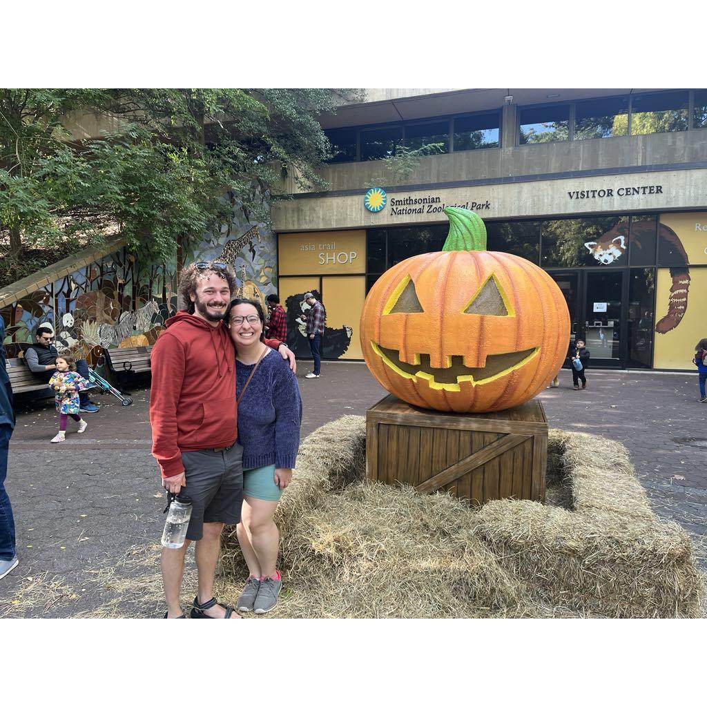 A photo with the gorgeous Jack-o-Lantern that Chris and his business partner made for the National Zoo in DC!