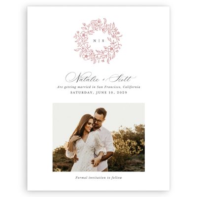 Deep Blush, Pink Wedding Digital Save the Date - Elaina Photo