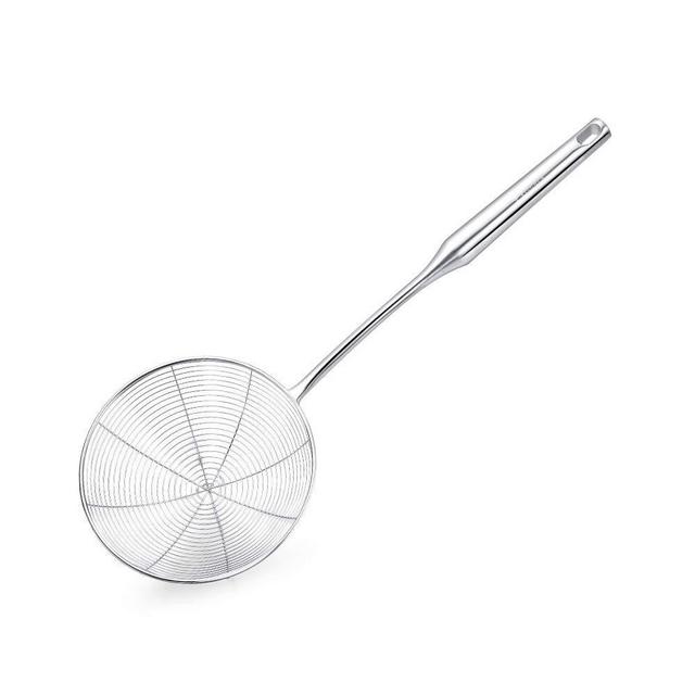 Tenta Kitchen Latest Stainless Steel Spider Strainer Skimmer Ladle One Piece Solid Stainless Steel Handle (5.9 inch 1pc)