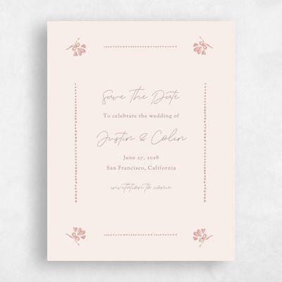 Deep Blush, Pink Wedding Save the Date - Coeur Portrait