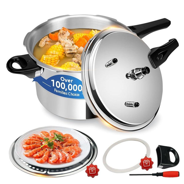Hestroney pressure cooker 6 quart, olla de presion,All Stovetops Induction Compatible Thickened Pressure Cooker with Spring ollas de presión para cocinarpressure cooker 6+ quart