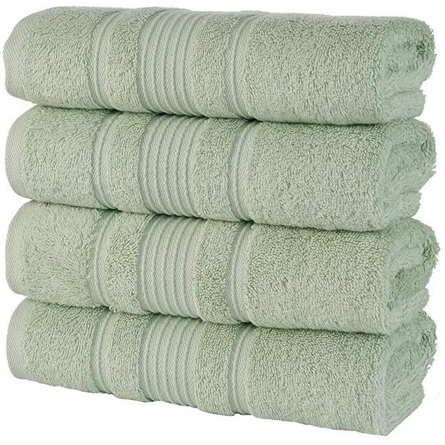 Qute Home 4-Piece Hand Towels Set, 100% Turkish Cotton Premium Quality Towels for Bathroom, Quick Dry Soft and Absorbent Turkish Towel Perfect for Daily Use, Set Includes 4 Hand Towels (Green)