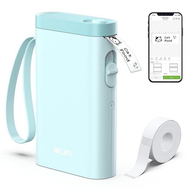 Nelko Label Maker Machine with Tape, P21 Bluetooth Label Printer, Wireless Mini Label Makers with Multiple Templates for Organizing Office Home, Cyan, 1 Pack
