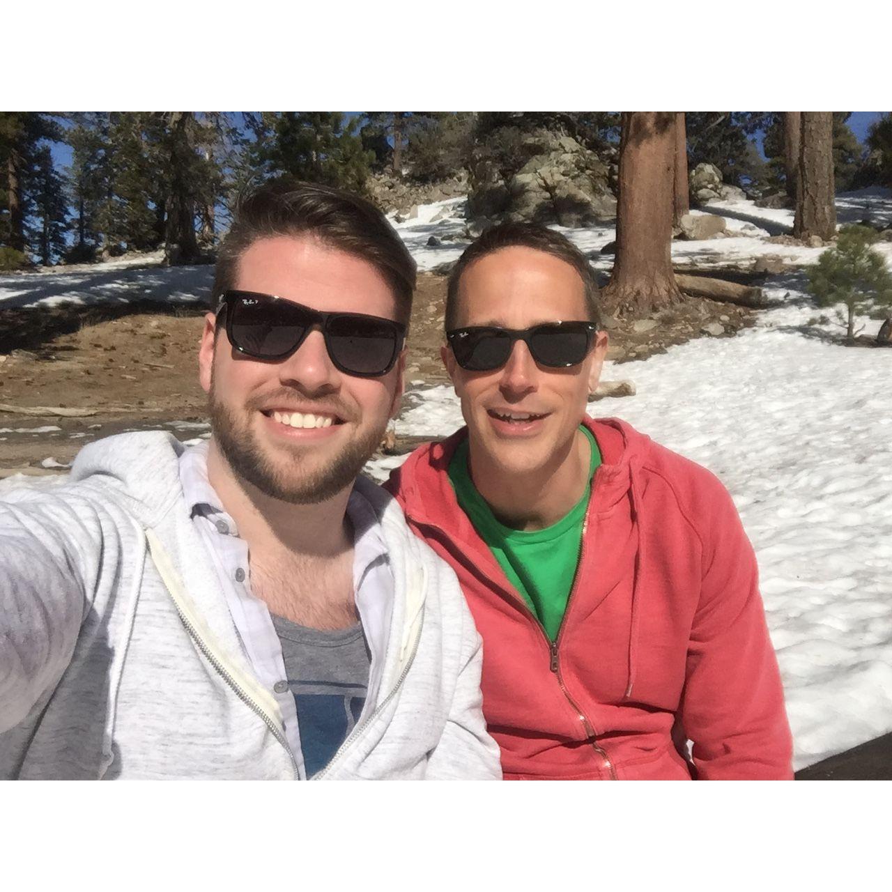 Snow in the mountains by Palm Springs, CA