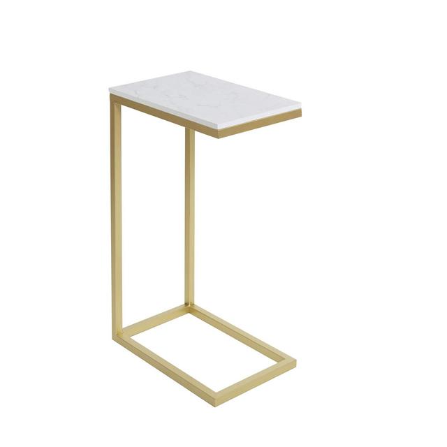 Silverwood Side Table, Gold and faux marble