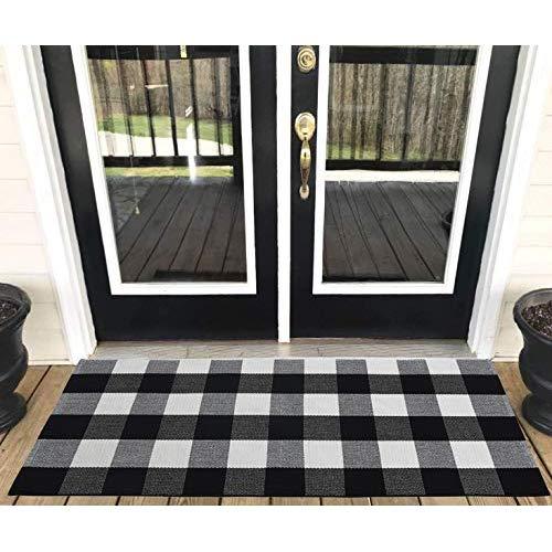 Washable Plaid Outdoor Rug 23.6 x 51.2 Inches Front Door Mat