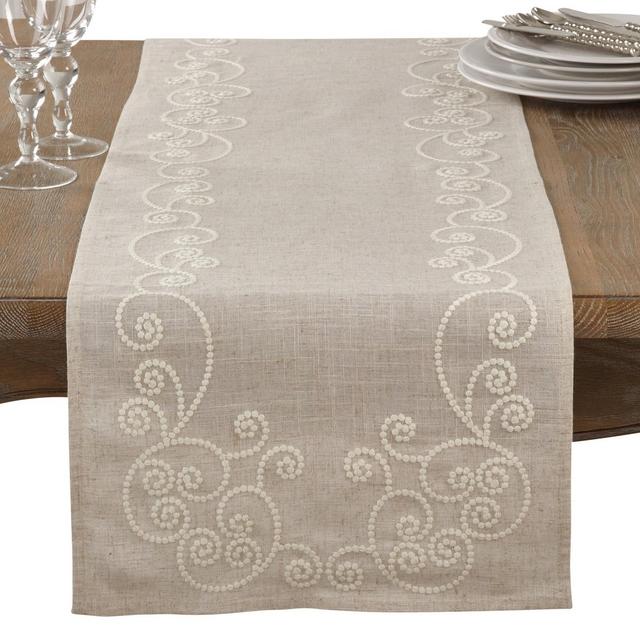 Neutral Swirl Table Runner - Saro Lifestyle