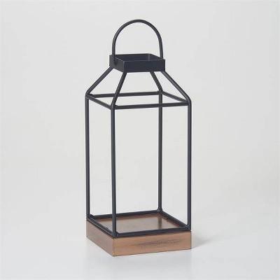 10&#34; Mallory Metal Outdoor Lantern with No Glass Black - Smart Living