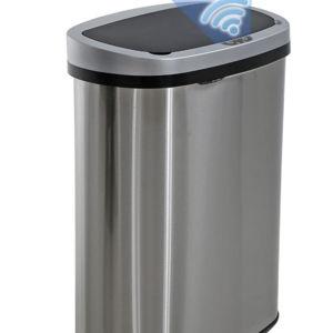 BestOffice | 13 Gallon Trash Can with Lid | Automatic Touchless Garbage Can | Odor Control | Modern Oval Design | Easy to Clean | Stainless Steel | Fits Any Kitchen, Bathroom, Office or Home