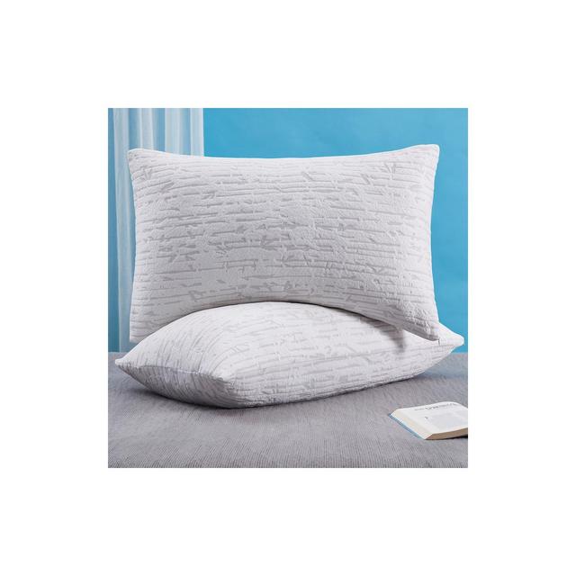 Nestl Memory Foam Bamboo Pillow, Queen Size Set of 2 Memory Foam Adjustable Pillows with Removable Cover