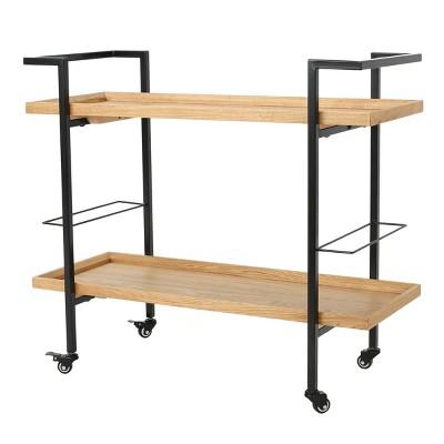 Gerard Industrial Wooden Bar Cart - Natural- Christopher Knight Home