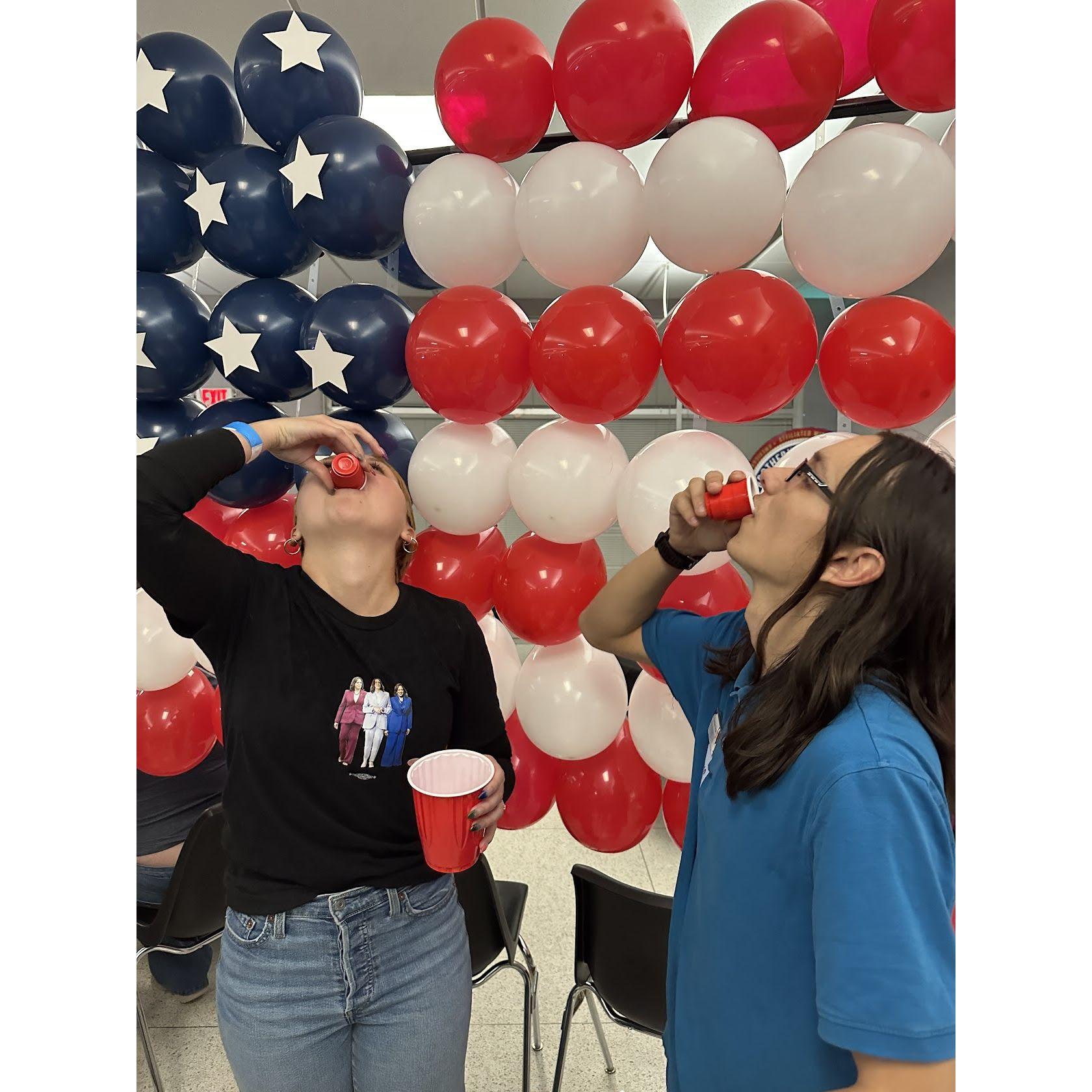 Average Amanda and Christian energy on election night—we love you, Christian! Thanks for always matching the vibe. 💥🗳️
