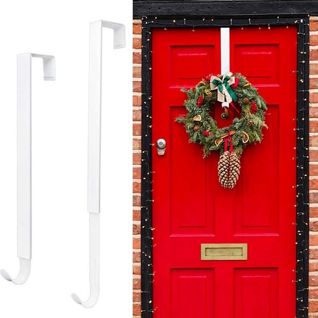 Pseutio Wreath Hanger for Front Door, Adjustable 15 to 25 Inches Wreath Hangers, 20 lbs Larger Door Upgrade Wreath Hanger, Christmas (White)