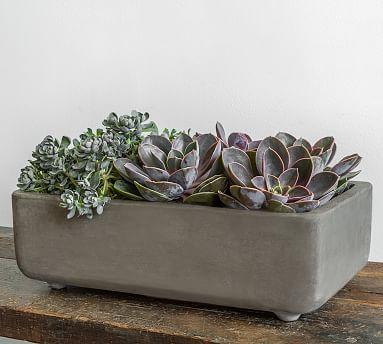 Finley Rectangular Footed Fiber Cement Grey Cachepot