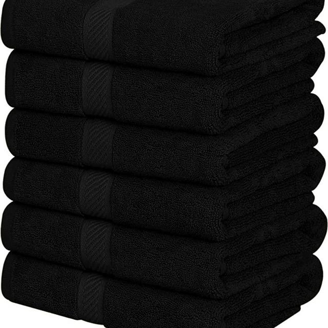 Utopia Towels [6 Pack Bath Towel Set, 100% Ring Spun Cotton (24 x 48 Inches) Medium Lightweight and Highly Absorbent Quick Drying Towels, Premium Towels for Hotel, Spa and Bathroom (Black)