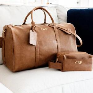 MAVERICK Personalized Men's Brown Leather Travel Gift Set, Birthday Gift Men, Guy Gifts, Men's Gift, Christmas Gift Men, Duffle Bag and Dopp - Etsy