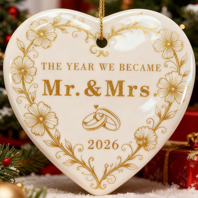 Hithespo Wedding Gifts for Couples 2026, Mr and Mrs Gifts, Bridal Shower Gift for Older Bride, Just Married Ornament 2026, Wedding Ideas for Newlyweds, First Christmas Married Ornament