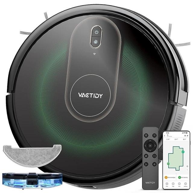 Vactidy T8 Robot Vacuum and Mop Combo, WiFi/App/Alexa/Siri Control, Robotic Vacuum Cleaner with Gyro Navigation, Self-Charging, Slim, Good for Hard Floor, Pet Hair, Carpet