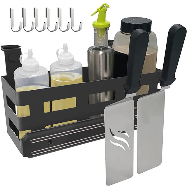 Grill Caddy Rating 30lbs -MeWeBlue BBQ Caddy Tool Free Seconds Installation -Griddle Caddy with a Magnetic Tool Holder Designed for 28" -36" Blackstone Griddle -Gas Grill -Charcoal Grill