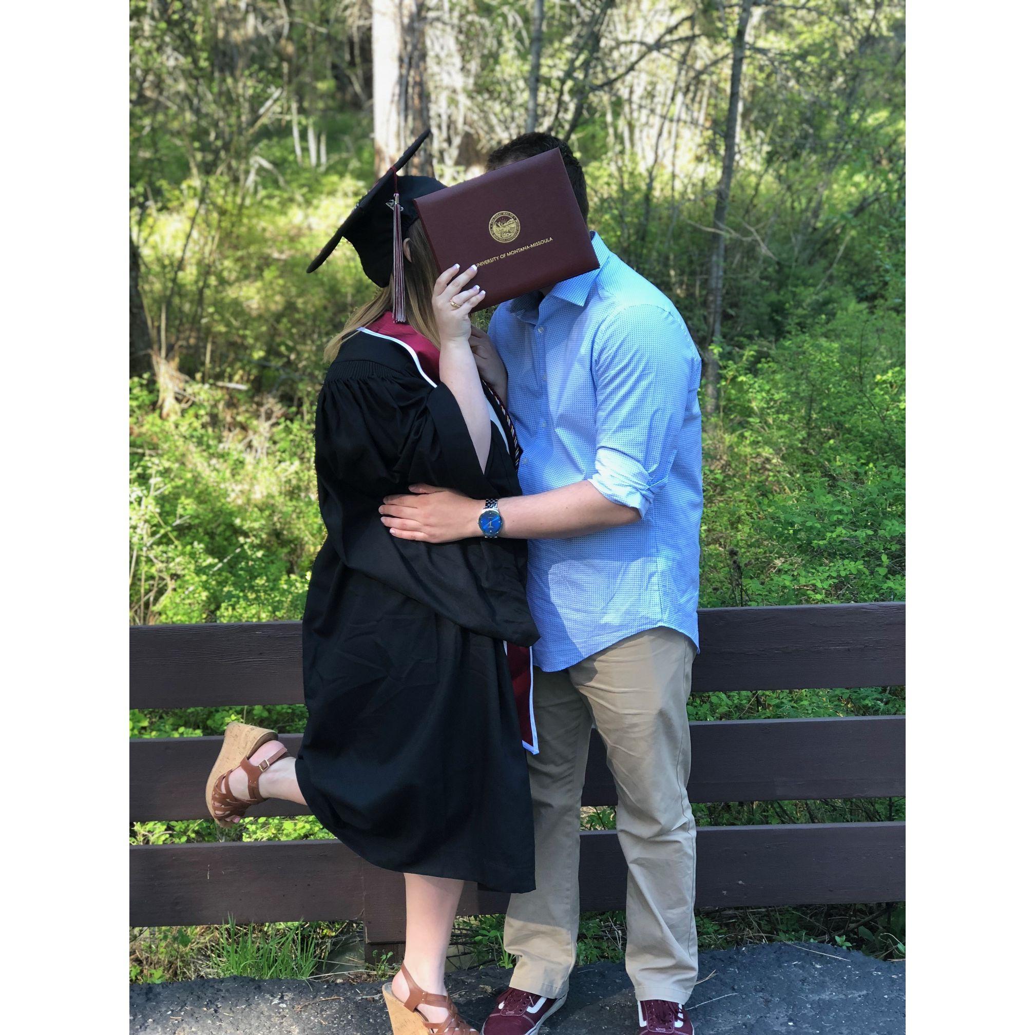 UM Graduation 2018: The first of the four graduations we achieved together. We both have Bachelor degrees in Psychology, plus Masters degrees in School Counseling and Social Work