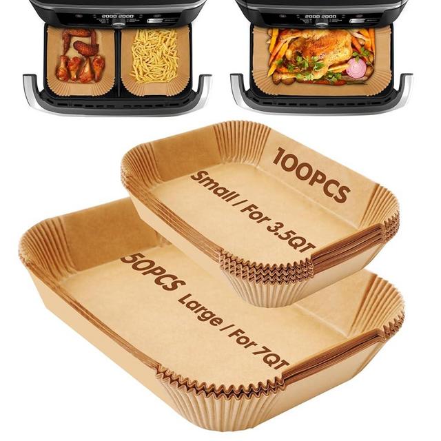 Air Fryer Liners Disposable 150Pcs for Ninja Foodi DZ071 7-Qt/11-Qt/Instant 9 Qt Dualzone Flex Basket Air Fryer,100Pcs Small Airfryer Liners for Dualzone Flexbasket & 50Pcs Air Fryer Parchment Paper