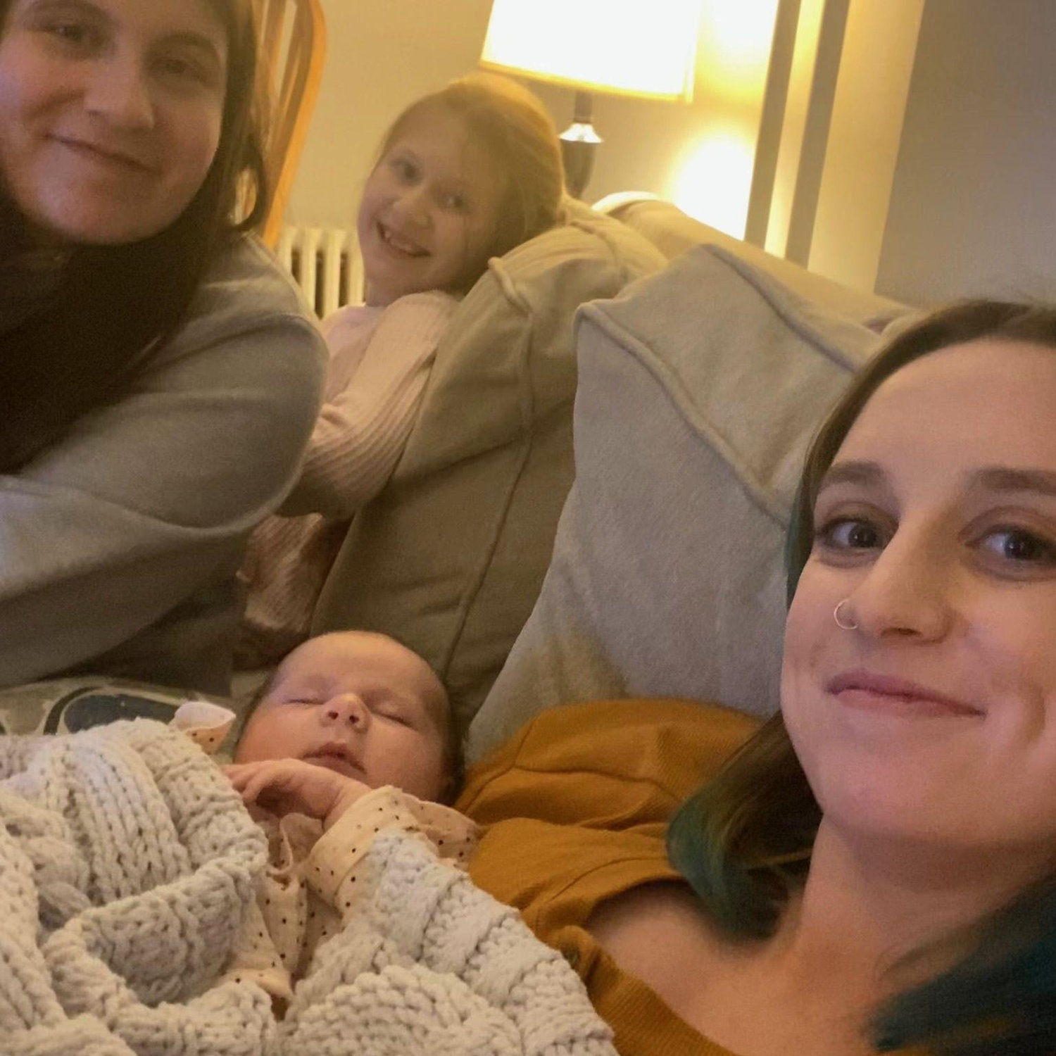 Visiting newborn Gabriella, Lyla and Frankie, January 2022