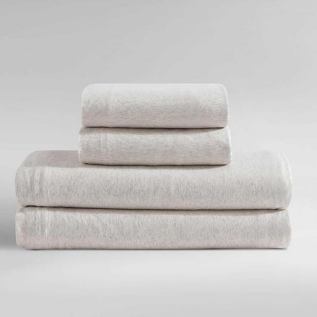 Calvin Klein - King Bed Sheets, Cotton Melange Jersey Bedding Set with Deep Pockets, Super Soft & Cozy Bedding Essentials (Modern Cotton Ivory Grey, King)