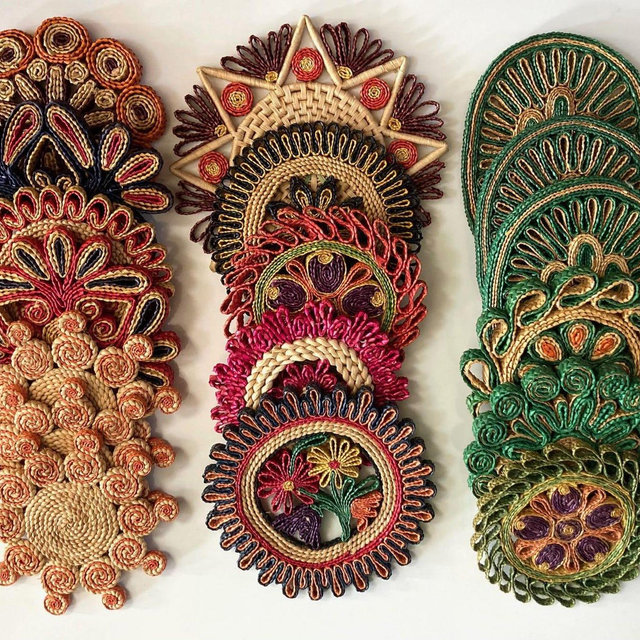 Vintage Straw Wicker Trivets: Colorful - Hot Pot Pads - Coaster - Wall Hangings - Choice