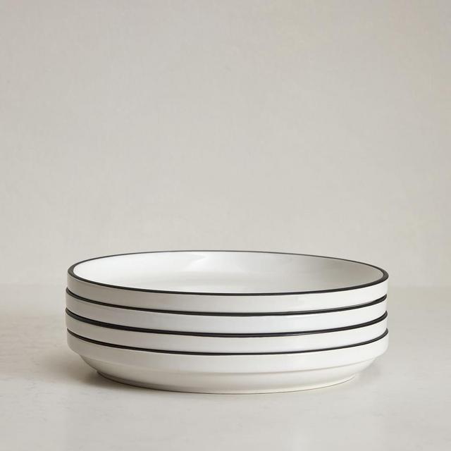 Utility Dinnerware Salad Plate, Black and White, Set of 4