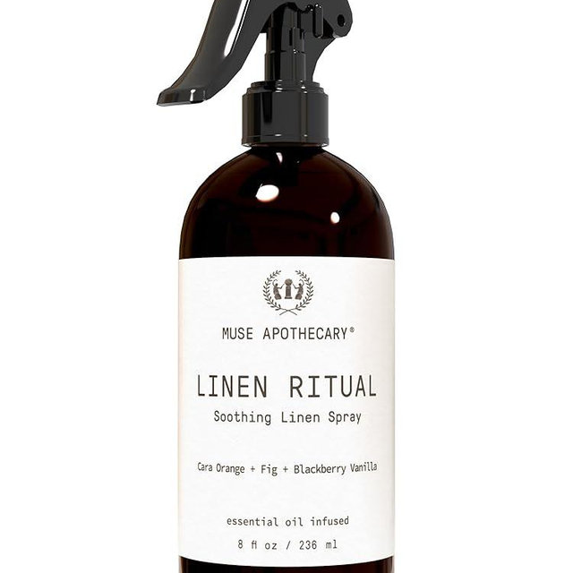 Muse Apothecary Linen Ritual - Aromatic, Soothing, and Relaxing Linen Mist, Laundry and Fabric Spray - Infused with Aromatherapy Essential Oils - 8 oz, Cara Orange + Fig + BlackBerry Vanilla