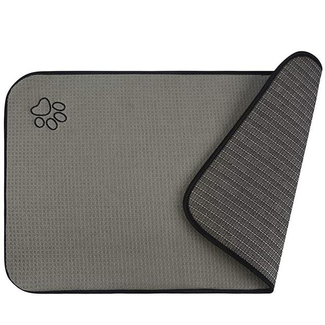 SINLAND Microfiber Pet Food Mat Super Water Absorbent Dog Feeding Mat Anti-Slip Pet Bowl Mat with Anti-Skid Backing