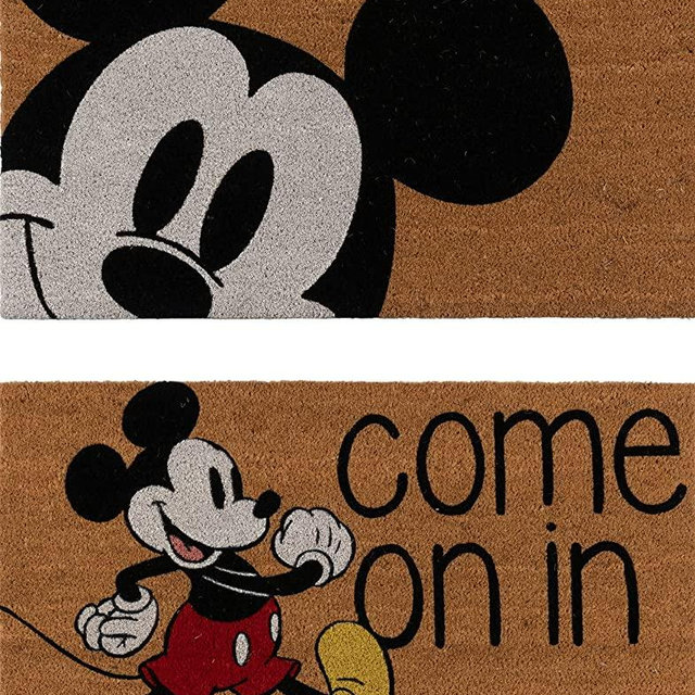 Gertmenian 47534 Disney Mickey Mouse Doormat Rug Retro Classic Entryway Floor Coir Mat Carpet, 2-Pack 20x34, Brown Come On In