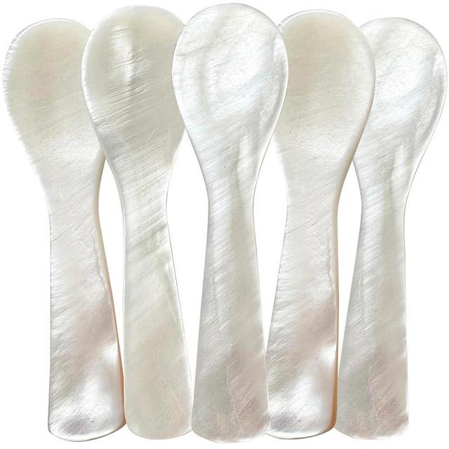 ThougrLyh Caviar Spoon 5pcs Mother of Pearl Spoons for Caviar Ice Cream Sauce 3.54 Inches Shell Spoon