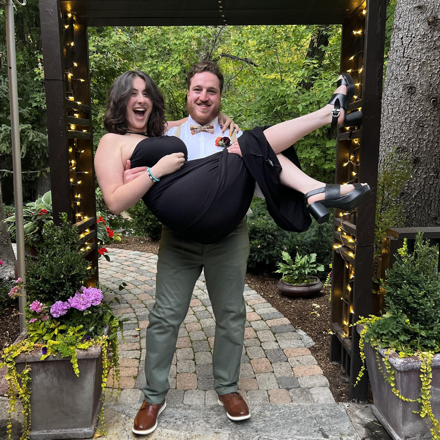 Celebrating his groomsman Sean's wedding in Utah