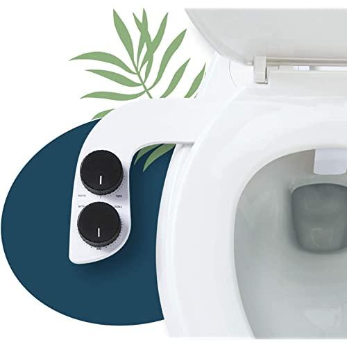 Spritz Deluxe Warm Water Bidet Attachment (Black) – Non-Electric Bidet Toilet Sprayer – Feminine Wash – Self-Cleaning Bidet – Warm & Cold Water