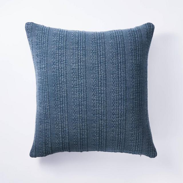 Oversized Square Woven Textured Cotton Pillow Navy - Threshold™ designed with Studio McGee