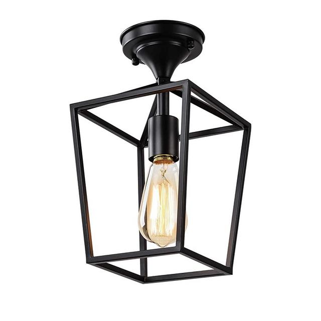 HMVPL Farmhouse Semi Flush Mount Ceiling Light, Black Close to Ceiling Lamp for Bedroom Kitchen Island Entryway Dining Room Hallway Closet