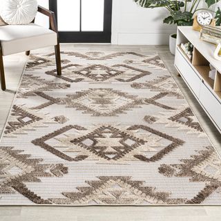 South Beach Sumak Neutral Diamond Kilim Indoor/Outdoor Area Rug
