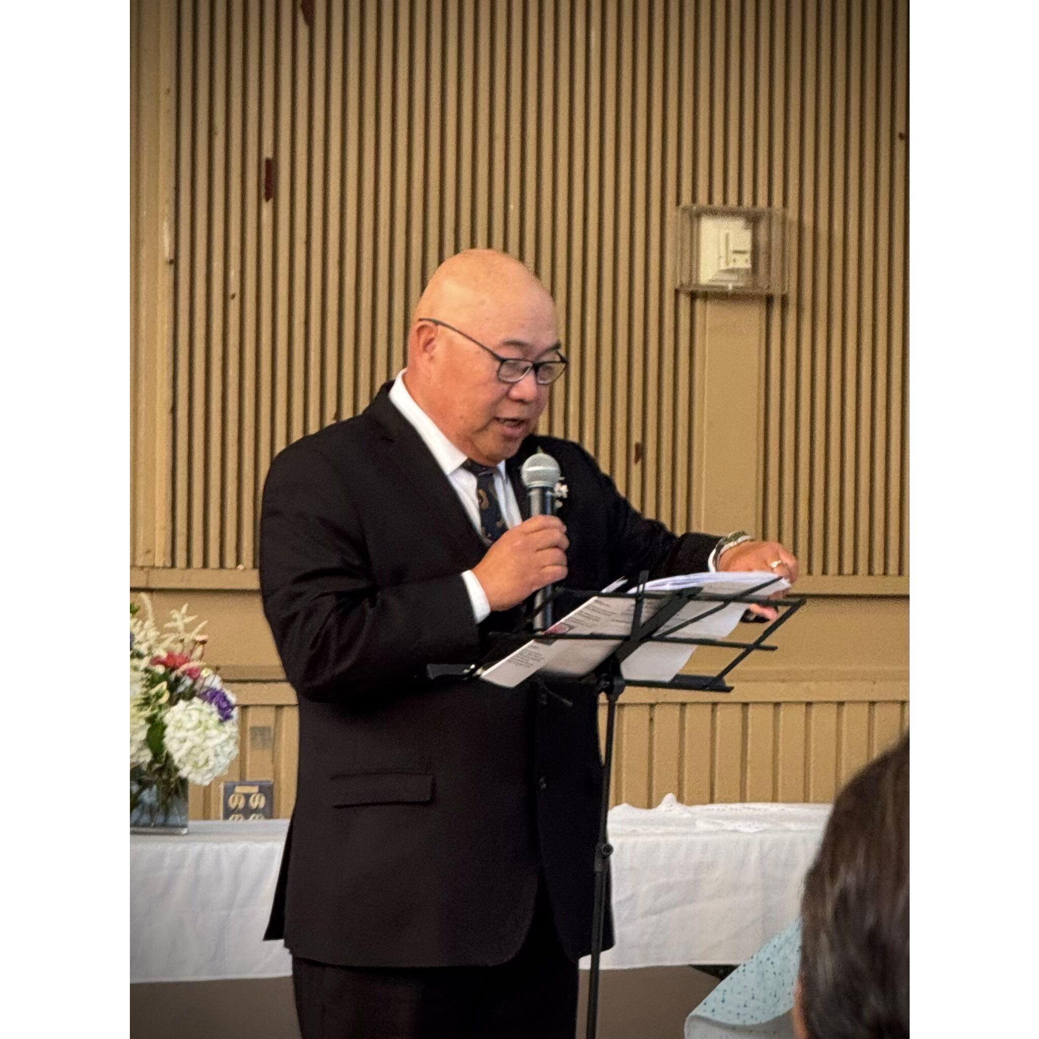 Ted's MCing keeps the reception fun.