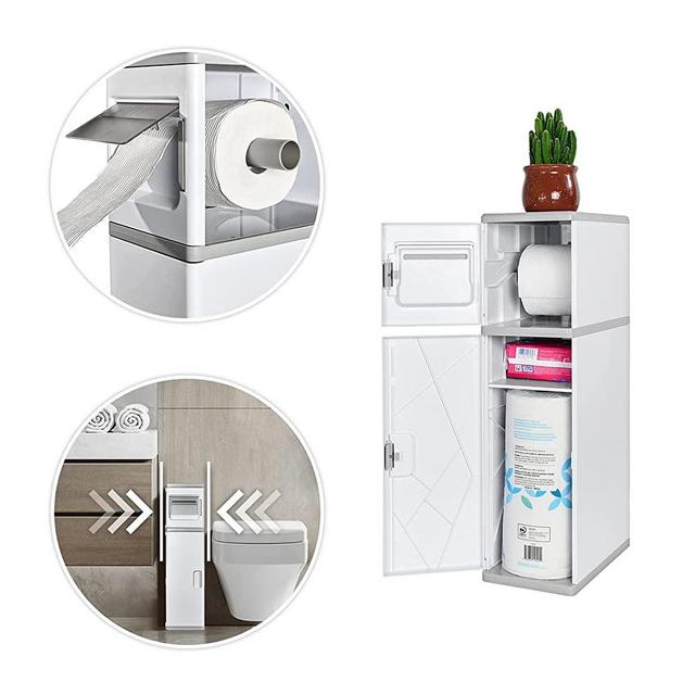ESTHELLO Bathroom Storage Toilet Paper Storage , Narrow Tall Cabinet Storage, Waterproof Bathroom Storage Cabinet，Toilet Side Storage Shelf with Tissue