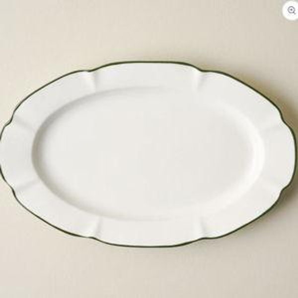Green Luna Scalloped Serving Platter