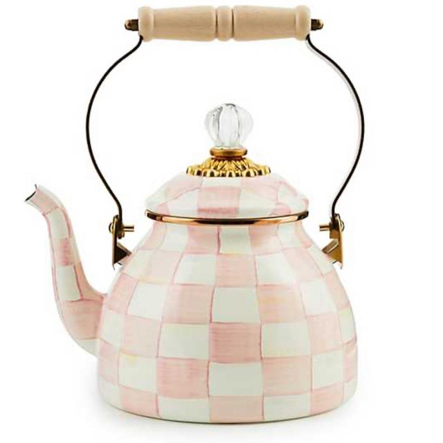 Mackenzie-Childs Rosy Check 2 Quart Tea Kettle