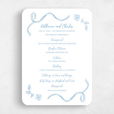 Blue Rounded Wedding Program - Hamilton