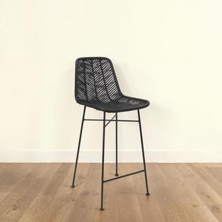 Rattan Bar Stool with Metal Frame