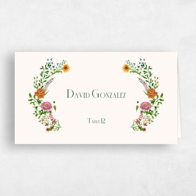 Green Vintage Wedding Place Card - Merryton