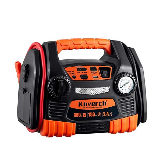 Kinverch BatteryJump Starter 900 Peak 9AH Portable Power Station with Air Compressor/ Tire Inflator &USB Port/12V Power Ports