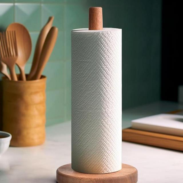CHAUNCEY HOME Acacia Wood Paper Towel Holder Stand – Wooden Kitchen Paper Towel Holder Countertop, PTHA, Freestanding Roll Holder for Kitchen & Bathroom & Farmhouse, Large
